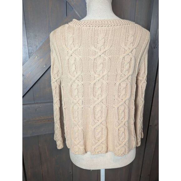 Jillian Nicole Cardigan Sweater Women's PLarge Beige Cotton Blend Cable Knit - Picture 3 of 7